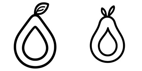 Poster - Simple line art of avocados showing whole fruit and halved version with clear outlines