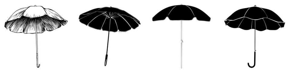 Poster - Variety of black umbrellas displayed in artistic arrangement