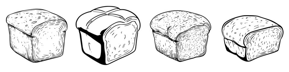 Poster - Various styles of bread loaves displayed in a simple, hand-drawn style against a plain background