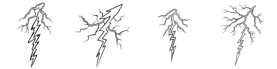 Poster - Different styles of lightning bolt illustrations showcasing varying shapes and designs