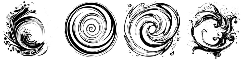 Poster - intricate swirling patterns showcasing artistic creativity and circular designs in black and white s