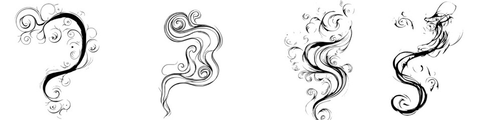 Poster - Decorative swirling designs in intricate patterns created with fine lines on a blank background