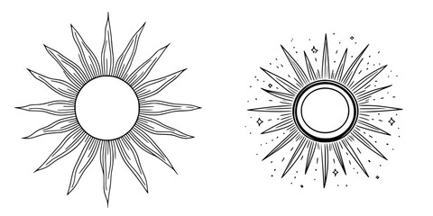 Poster - Decorative sun illustrations showing unique designs and intricate details suitable for various art projects