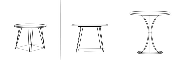 Poster - Design concepts of modern tables showcasing unique shapes and styles in a minimalist format for interior decor