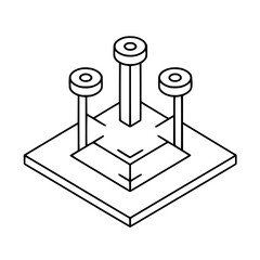 Poster - model of a geometric structure with three pillars and a square base showcasing architectural design 