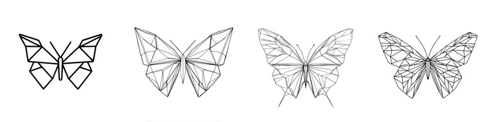 Poster - Elegant wireframe butterfly designs showcasing intricate patterns and shapes in a creative display of artistry and craftsmanship