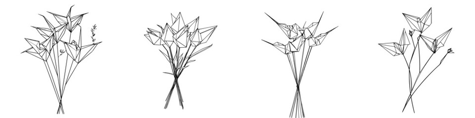 Poster - Elegant line art showcasing various floral arrangements in a minimalist style perfect for modern decor