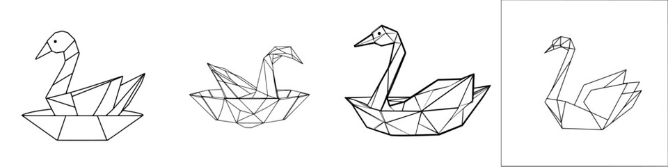 Poster - Geometric representations of ducks and swans in a minimalist style highlighting creative design techniques and artistic expression