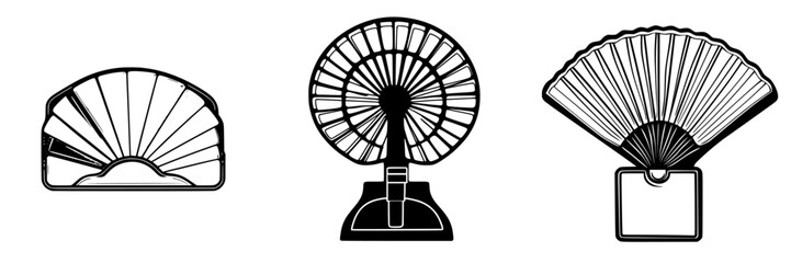 Poster - Different styles of decorative fans on display highlighting craftsmanship and design elements in a creative exhibition setting