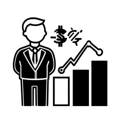 Poster - Business professional analyzes financial growth trends in a modern corporate setting during the afternoon
