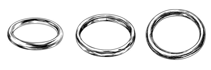Poster - Different styles of circular rings presented on a flat surface showcasing unique designs and shapes during daylight