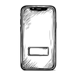 Poster - Mobile smartphone featuring blank screen with a visible button displayed on a minimalistic background