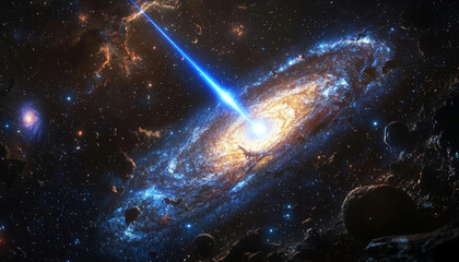 Wall Mural - realistic cosmos celestial landscapes. breathtaking cosmic landscape reveals vibrant galaxy emitting