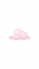Poster - Fluffy pink cloud gently floating on white background 2D cartoon object vertical animation. Baby girl theme, dreamy soft decorative element animated flat colorful item 4K video isolated