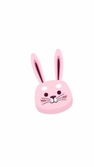 Poster - Pastel pink bunny face with cheerful expression 2D cartoon object vertical animation. Girly adorable animal, kids design. Easter rabbit head animated flat colorful item 4K video isolated on white