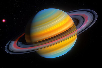 Wall Mural - Realistic cosmos celestial landscapes. stunning depiction of realistic cosmos featuring vibrant celestial landscape with magnificent planet and its rings