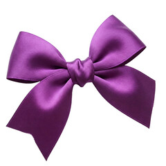 Fototapete - Purple satin ribbon bow, isolated on a transparent background, png image, showcasing elegance and sophistication, ideal for gift wrapping or decorative design