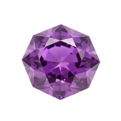 Poster - Purple gemstone, octagonal cut, isolated on a transparent background, png image, showcasing brilliance and luxury, ideal for jewelry design or decorative elements