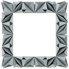 Poster - Gray paper origami planes form a square frame isolated on a transparent background, showcasing a clean, geometric design ideal for text or logo placement, png image
