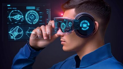 Poster - Futuristic neural implant technology in healthcare showcased through advanced visual interface