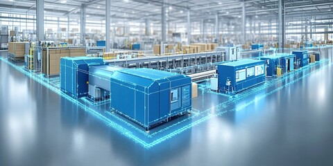 Poster - Advanced manufacturing facility showcasing modern machinery and automation technology during daylight hours