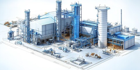 Poster - Industrial power plant with advanced technology and equipment in operation at a modern facility