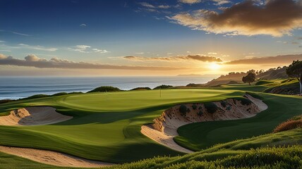 Wall Mural - Exclusive Golf Course Experience at Torrey Pines, Stunning Panoramic Views of the Pacific Ocean in La Jolla, California.