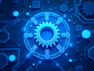 Poster - gears and gear mechanism, high tech digital technology and engineering, abstract technology backgrou