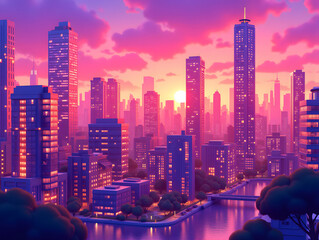 urban architecture commercial construction travel destination landscape landmark illustration