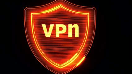 Poster - Visual representation of online security with a shield featuring VPN technology in a vibrant, modern design