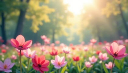 Wall Mural - Abstract blurred nature scene, soft focus, pastel colors, subtle, design, pastel