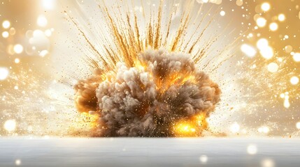 Wall Mural - Dramatic Explosion with Fire and Smoke Creating an Energetic Burst of Light and Texture
