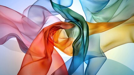 Poster - Modern white abstract background with ethereal fabric moving fluidly
