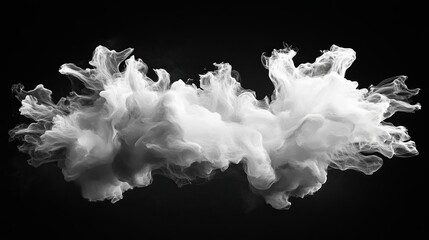 Poster - White smoke billowing against a black background creating an abstract visual with fluid shapes and layers