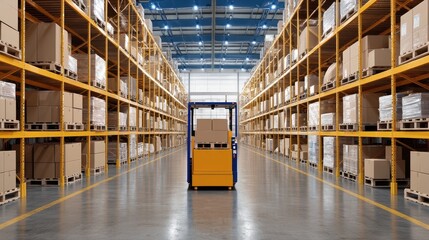 Poster - Smart warehouse management using AR technology to track and pick packages, futuristic concept
