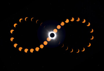 Wall Mural - total solar eclipse infinity composite - april8, 2024