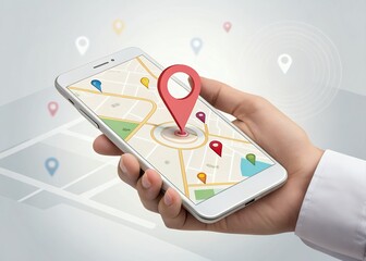 gps navigator in hand on abstract background