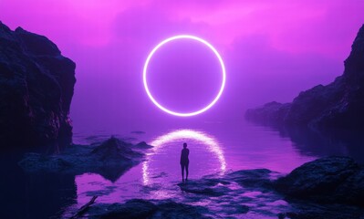 Wall Mural - moon over the ocean