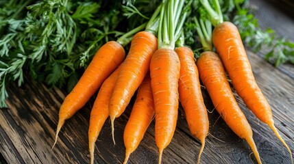 Poster - Bunch of freshly harvested carrots with bright orange roots 