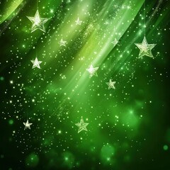 Wall Mural - green christmas background with stars