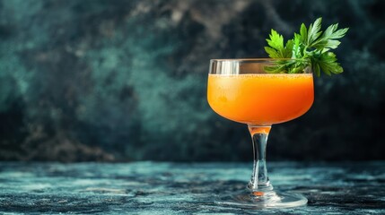 Poster - Fresh carrot juice in a bright glass with garnish 