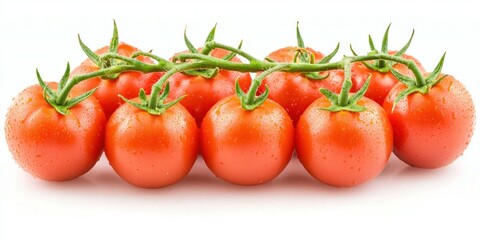Poster - Fresh ripe tomatoes on vine isolated on white background 