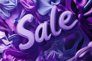 Poster - Colorful abstract background with the word sale in a three-dimensional design creating a vibrant promotional atmosphere