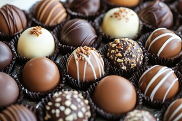 Aufkleber - Assorted gourmet chocolate truffles presented on a decorative tray for a special occasion celebration