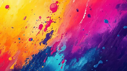 Poster - Generative AI illustration of bright abstract background with splashes of colorful paint on gradient surface illustration
