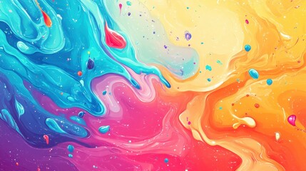 Poster - Generative AI illustration of bright abstract background with splashes of colorful paint on gradient surface illustration