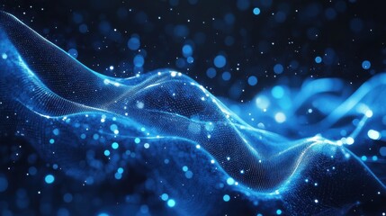 Poster - blue futuristic technology background with organic motion. generative ai illustration