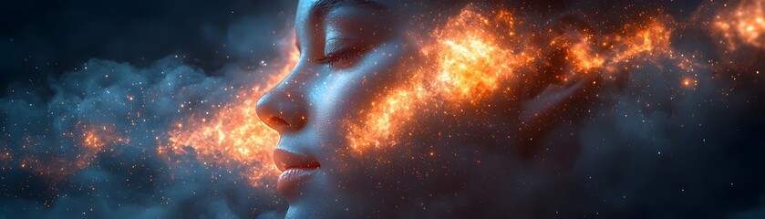 Poster - Cosmic Portrait A Celestial Visage Glowing with the Light of the Universe