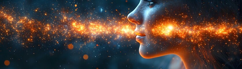 Poster - Cosmic Portrait A Face Illuminated by the Stars