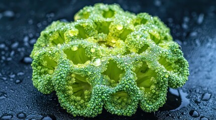 Poster - Green broccoli florets with water droplets 